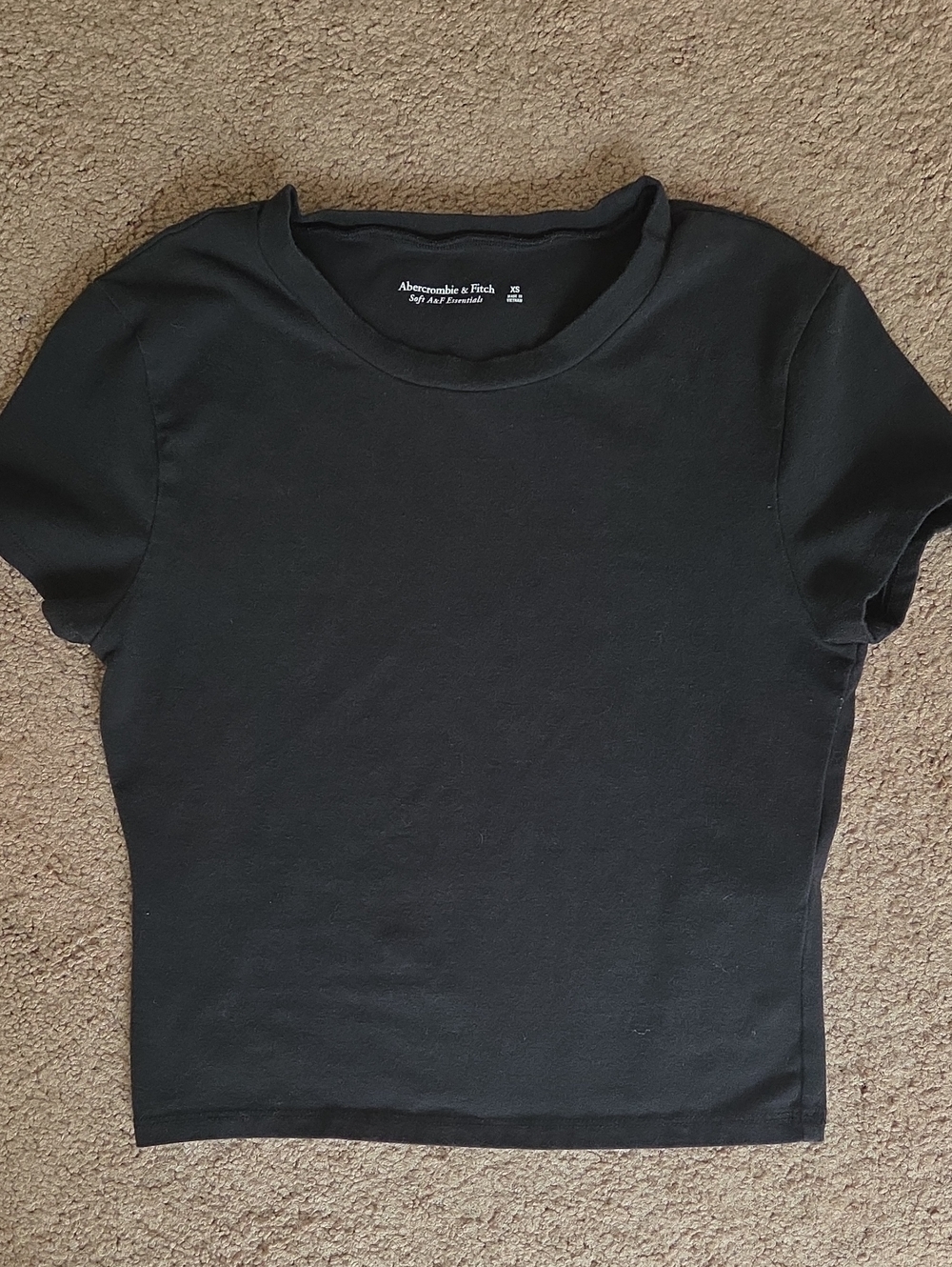 Abercrombie & Fitch Black Baby Tee Short Sleeve Crew Soft Essentials Tee